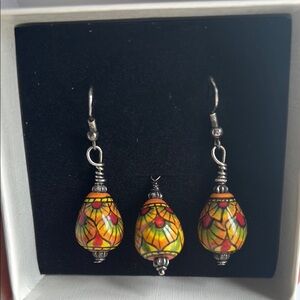 Colorful Teardrop Earrings & pendant Set
